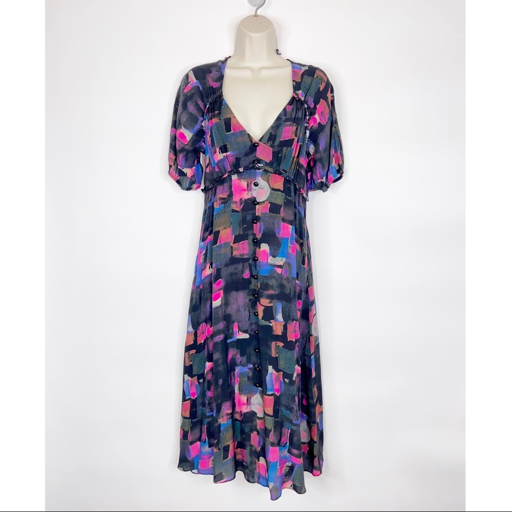 Plenty by Tracy Reese Watercolor Button Midi Dress